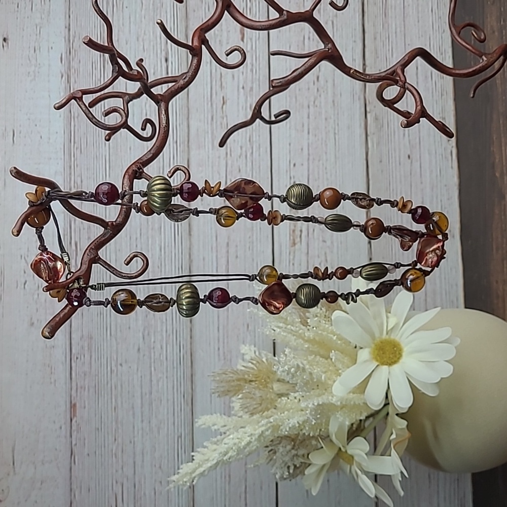 Long Brown Beaded Necklace